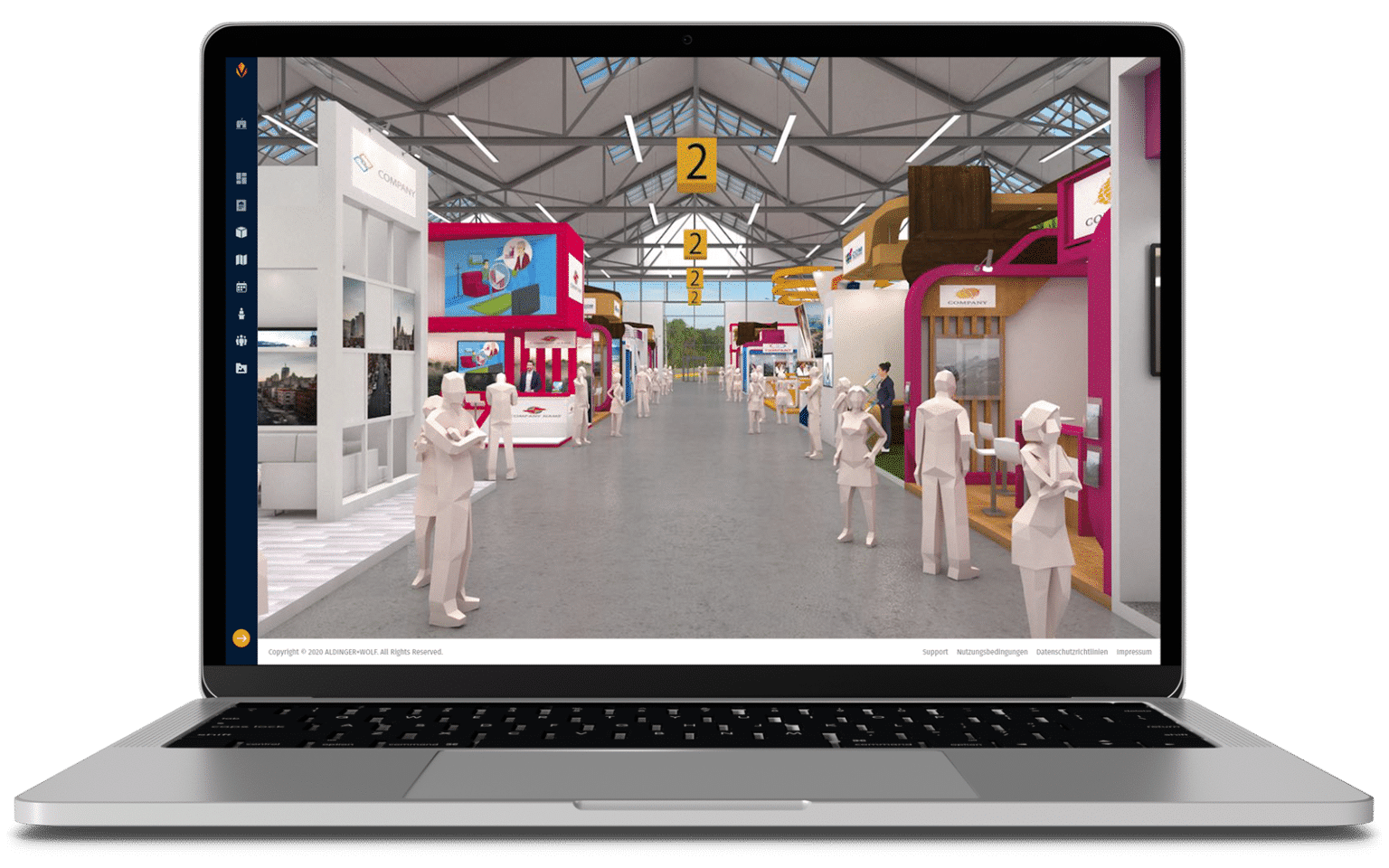 Macbook mit Plattform für virtuelle Messe